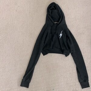 An Aviator Nation medium, comfy, cropped, no-zip black hoodie